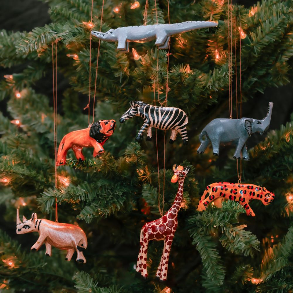 Painted Wood Lion Christmas Ornament