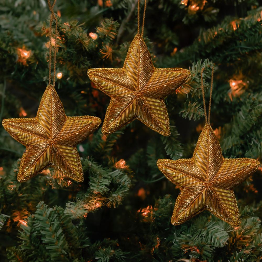 Gold Zardozi Star Ornament Set