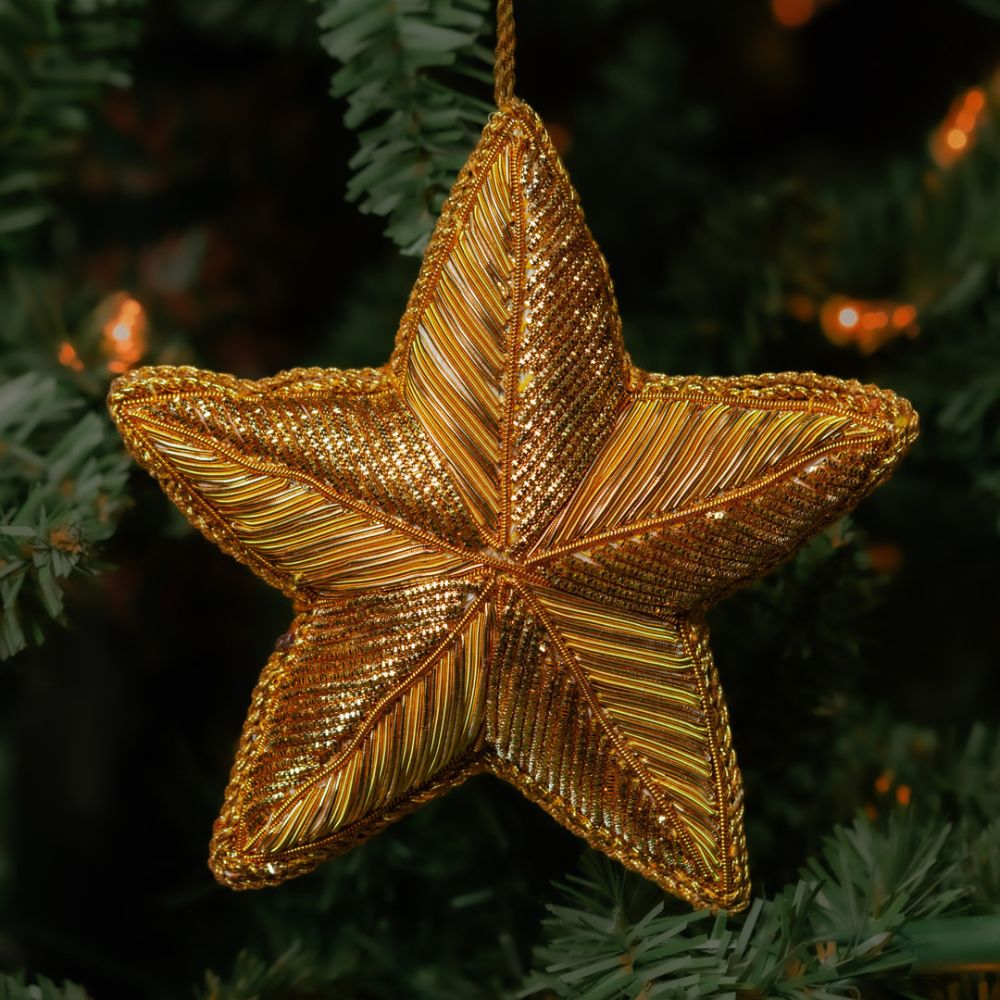 Gold Zardozi Star Ornament Set