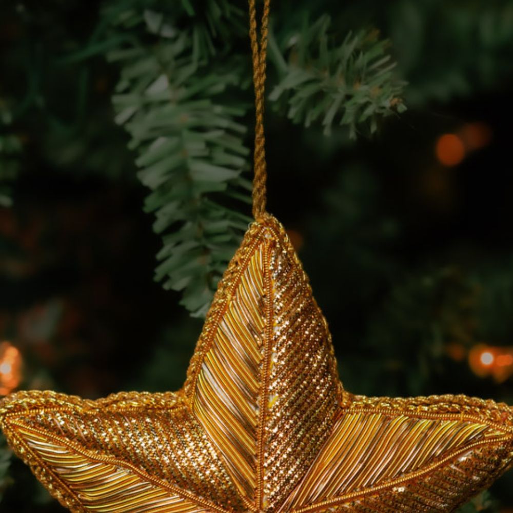 Gold Zardozi Star Ornament Set